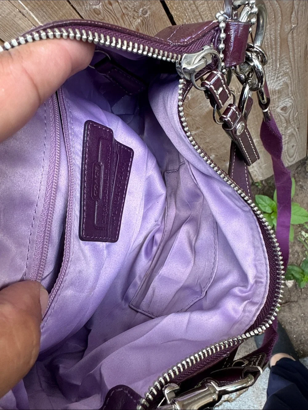 Coach Plum Leather Crossbody with Adjustable Strap
